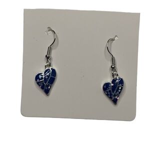 Art heart blue earrings